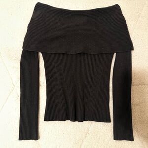 Banana Republic Black Off-Shoulder Ribbed Top